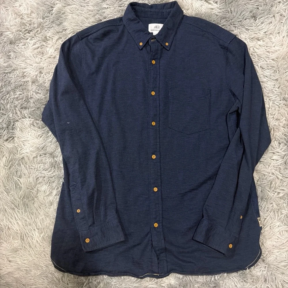 Surfside Supply Mens Dark Navy Blue Long Sleeve Button Up Shirt XL